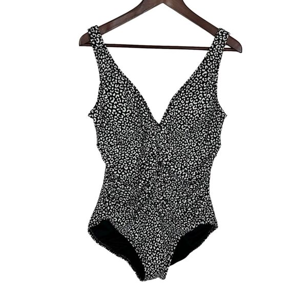 Contours by Coco Reef Black Leopard Print One-Piece Swimsuit Women's 16/40C - Picture 1 of 6